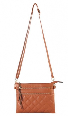 Quilted Crossbody Messenger Bag CC6052 39987 Brown